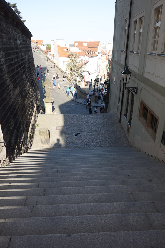The descent from the height of Strahov and Loreto was painful. At the bottom is the ramp up to the Castle.