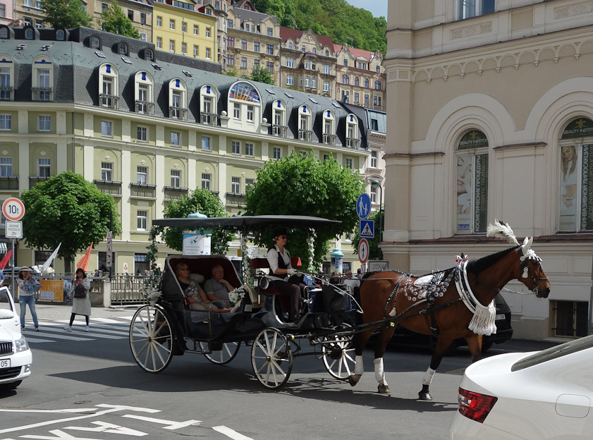 Where Prague has electric tourist cars, Karlovy Vary has horse drawn carriages.