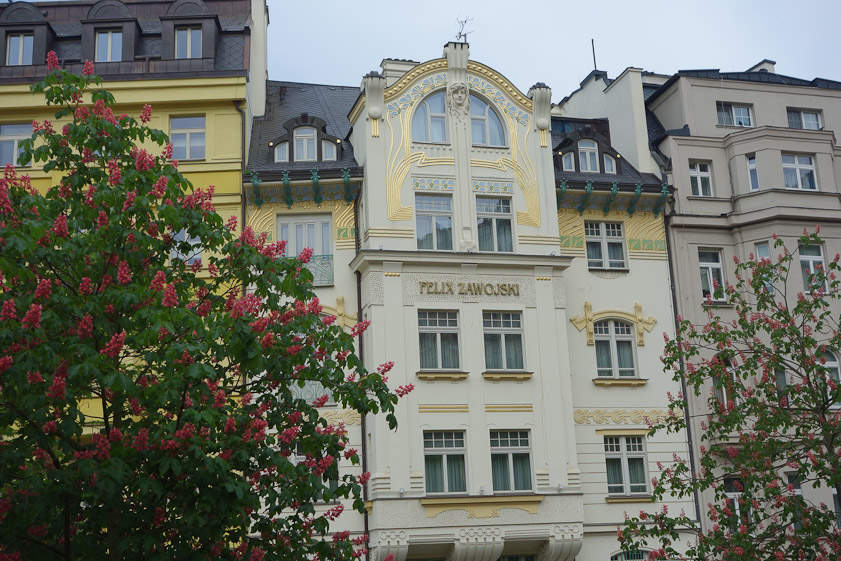 The house of Felix Zawojski was built in 1900 to as a haberdashery. It features gilt decoration.