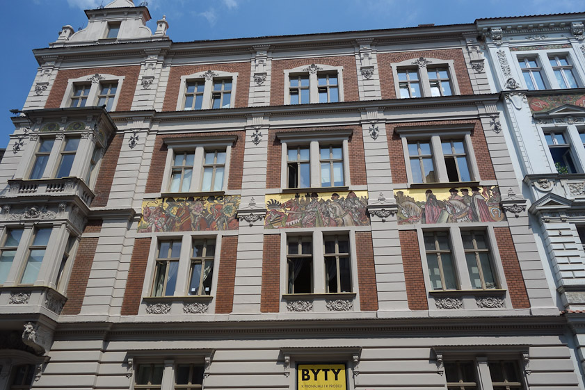 Returning from the Loos visits, we past a block in which every building was decorated.