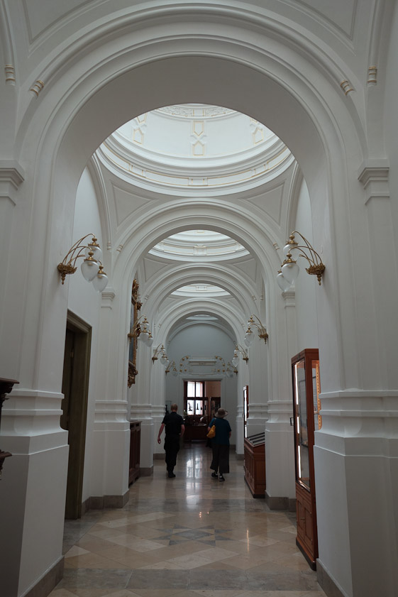 We headed first to the ceramics, on the 3d floor, escorted by a guard, who worked the elevator for us.