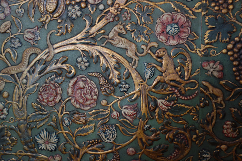 Wall covering with the design in low relief.