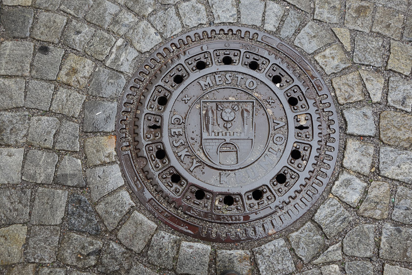 Manhole cover in Cesky Krumlov.
