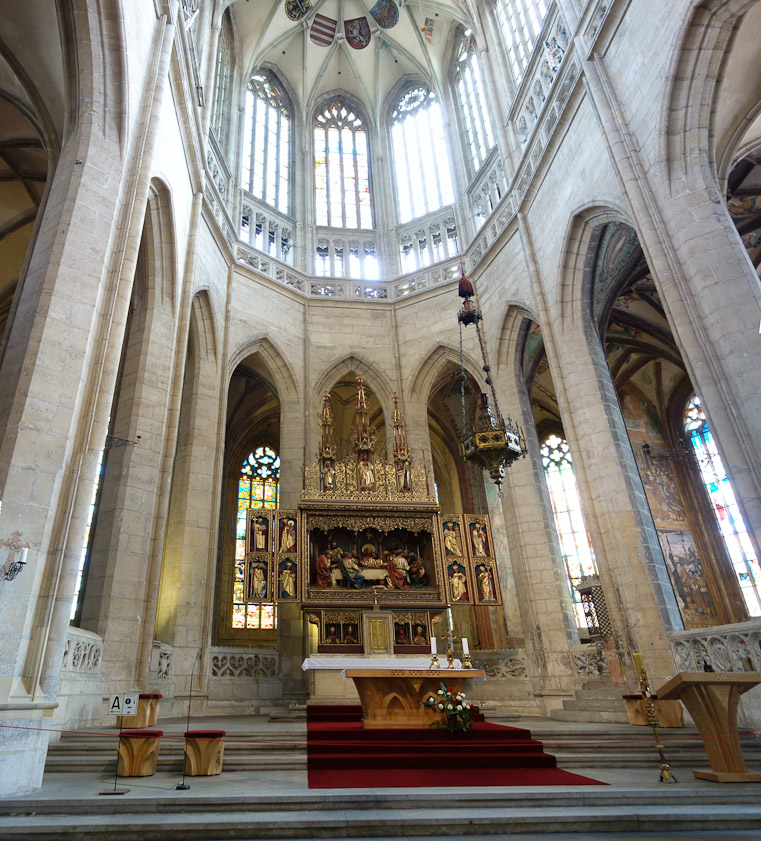 The chancel in the east end of St. Barbara.