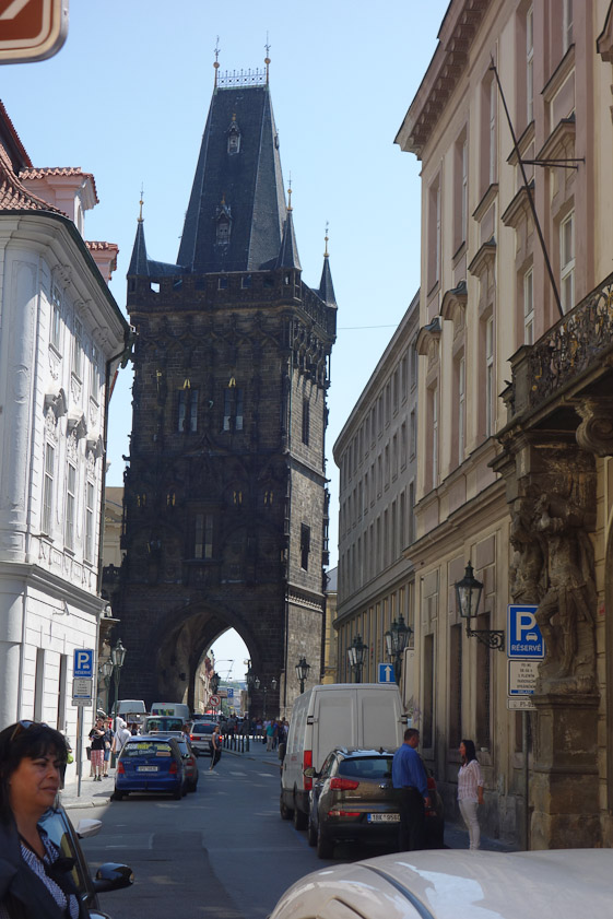 The 15c Powder Tower stradles the eastern end of Celetna Street in downtown Prague.