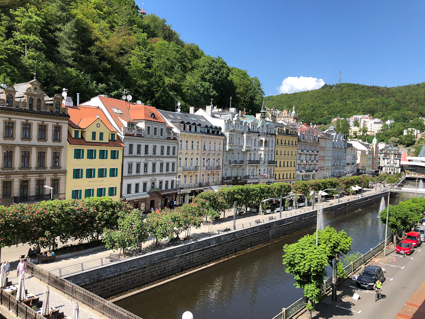 ... And enjoyed the view from our balcony of the Tepla passing through the spa town.