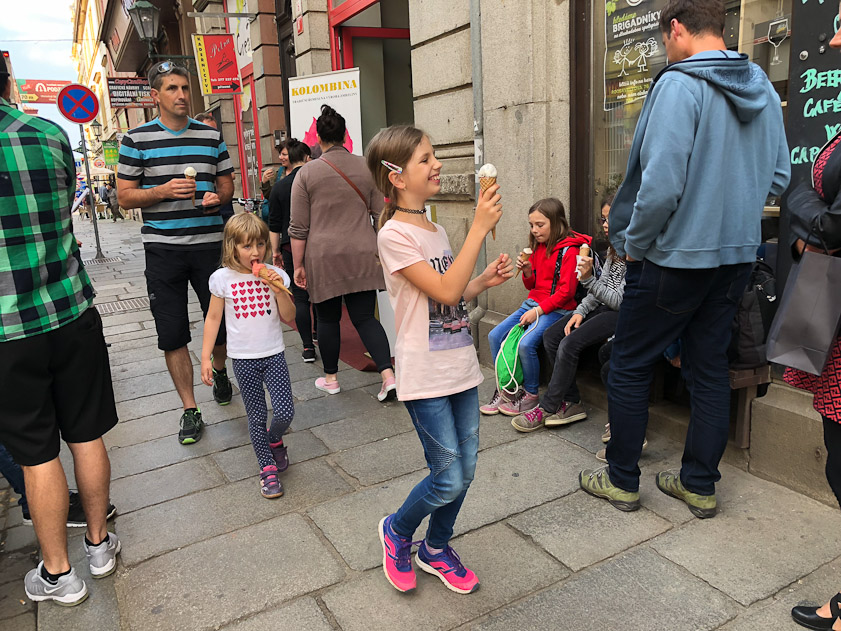Kolombina was always busy selling ice cream cones one block off Republic Square.