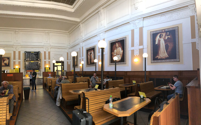 The cafeteria in the Pilsen train station was attractive.