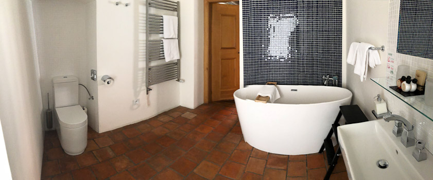 The bathroom is modern.