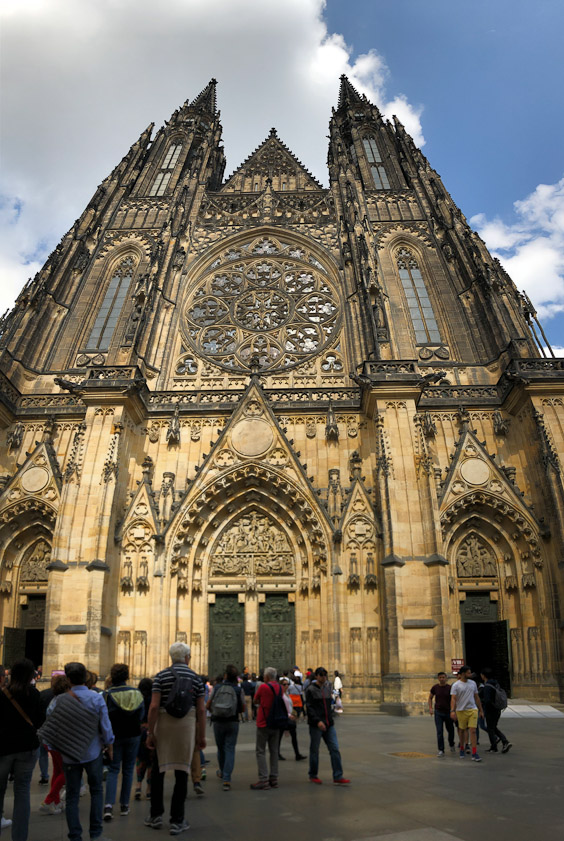 The Neo-Gothic west front of St. Vitus was only completed in 1929. The space in front of it is quite limited, so I had to mosaic two photos to make this one.