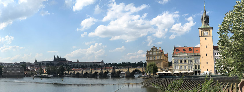 Charles Bridge, with St. VItus in the distance on the left, Old Town Bridge Tower on the right