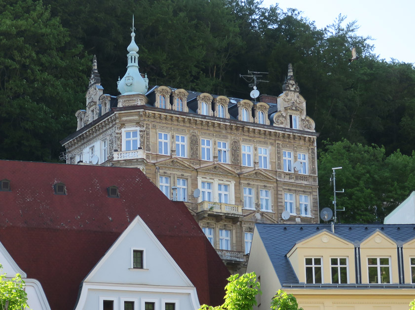 Removed from the commerce lining the banks of the Tepla, this was probably once someone's palace, now a hotel or apartment.