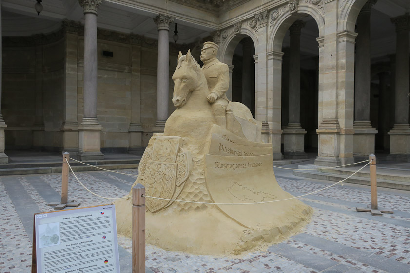 A sand sculpture of the first President of Czechoslovakia,Tomáš Garrigue Masaryk.