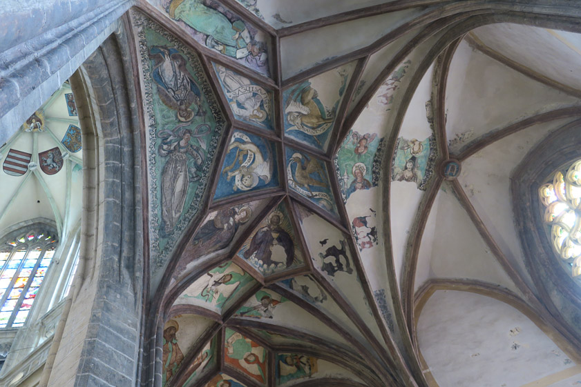 Colorful painting in the vault over the ambulatory.