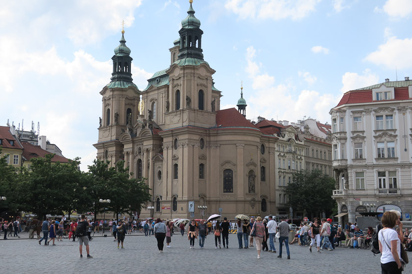 St. Nicholas church is also on Old Town Square, but not so obstructed as the Tyn.
