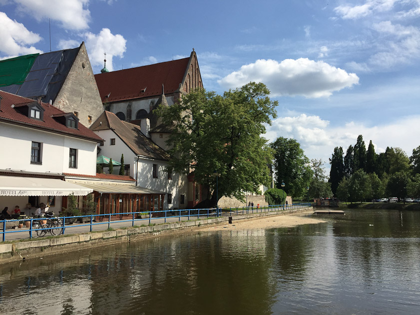 Our hotel was next to a stream circling Ceske Budejovice. That is a Dominican church on the left.