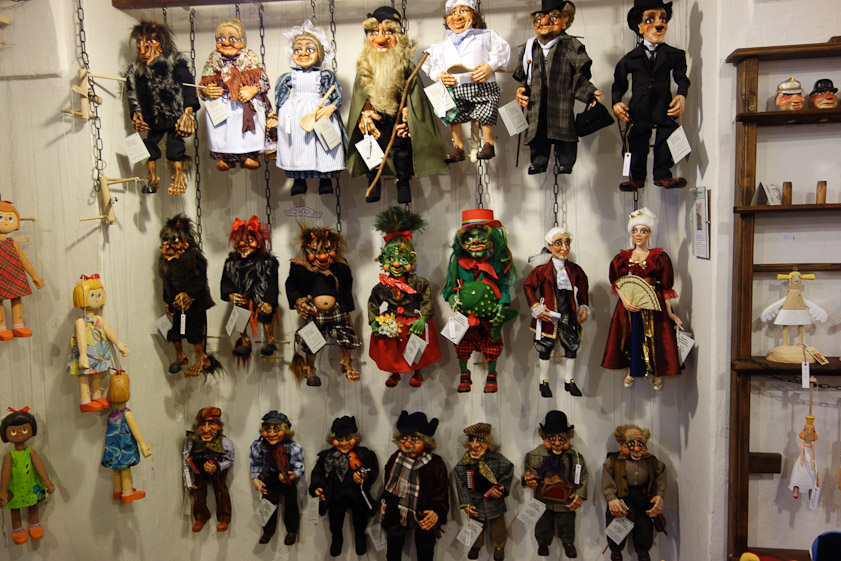 We came across a puppet shop as we climbed from our hotel up to the Castle.