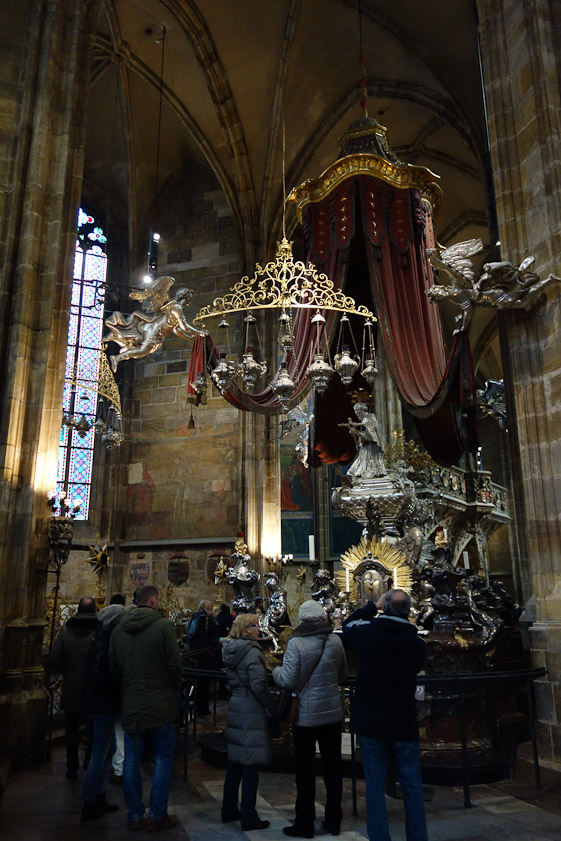 The Baroque tomb of St John of Nepomuk in St Vitus was designed by Fischer von Erlach.