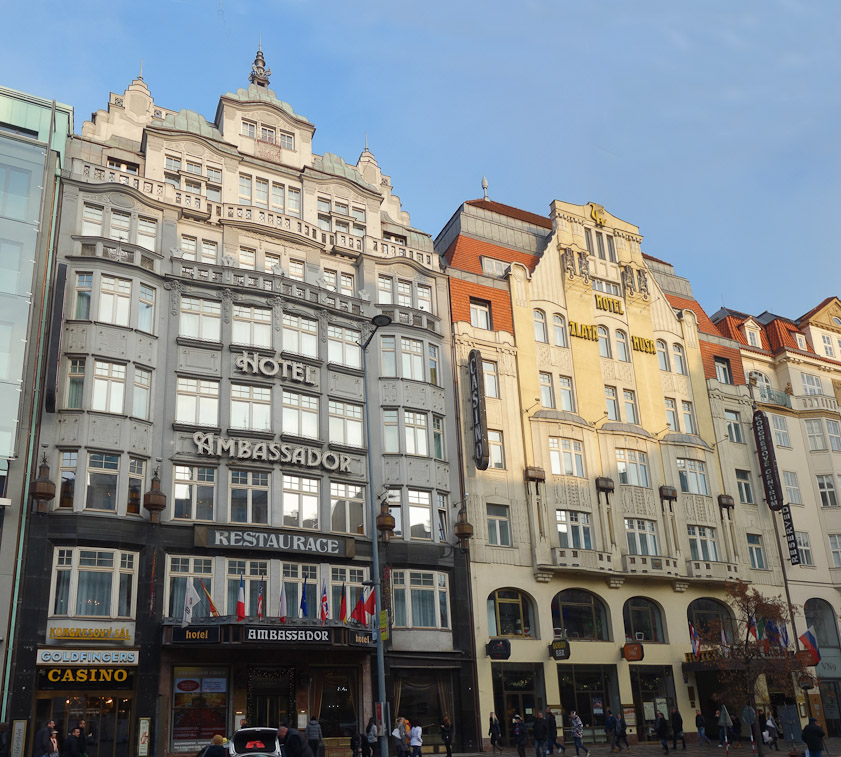 Buildings on Wenceslas Square.