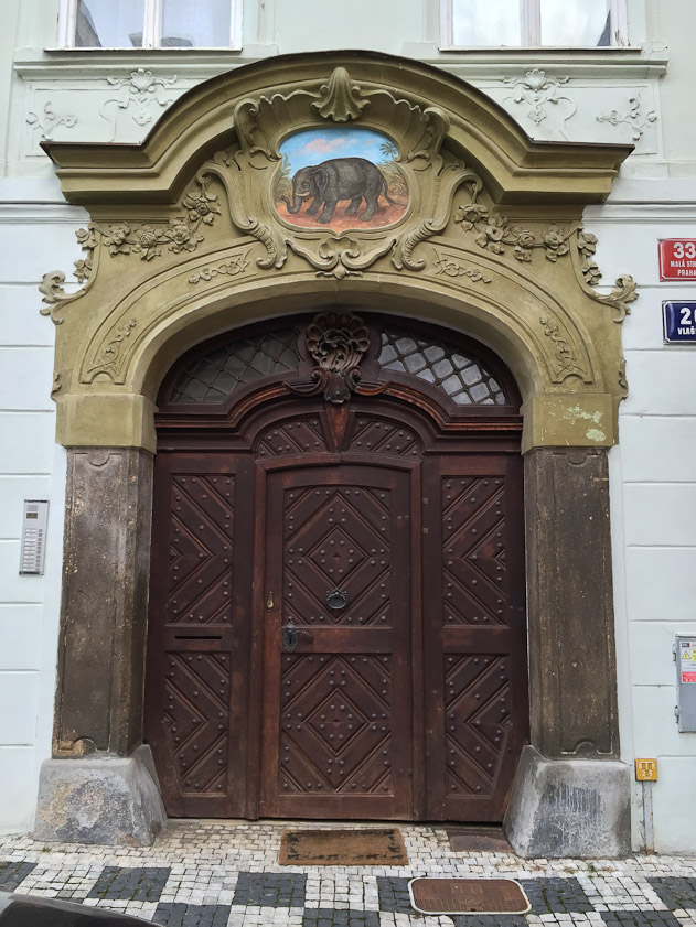 Doorway across the square from the German Embassy. Note the elephant.