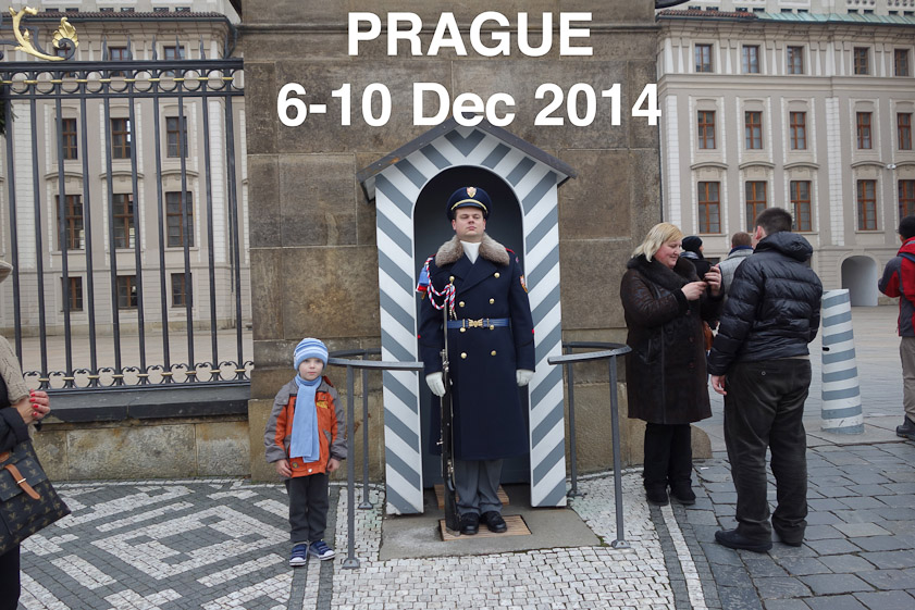 After five nights in Krakow, we flew to Prague. The train would have taken more than 8 hours, so we flew via Warsaw. The guards at Prague Castle wear furry collars on dark blue great coats.