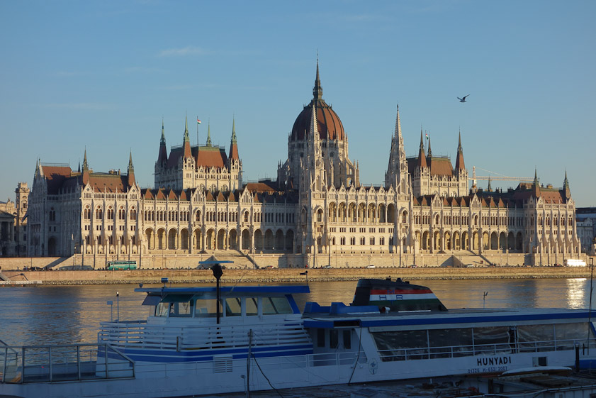 Parlament, built 1895 in Pest, across the Danuber from the Király Baths in Buda.