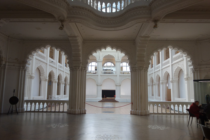 The lobby is inspired by Moorish architecture.