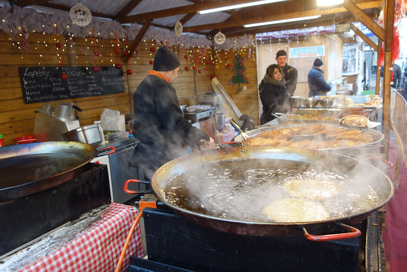 Deep fried food stand at another Budapest Christmas market