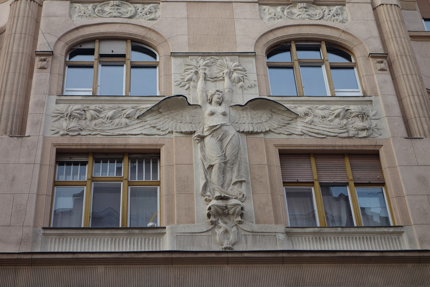 Ornamentation on the preceding building