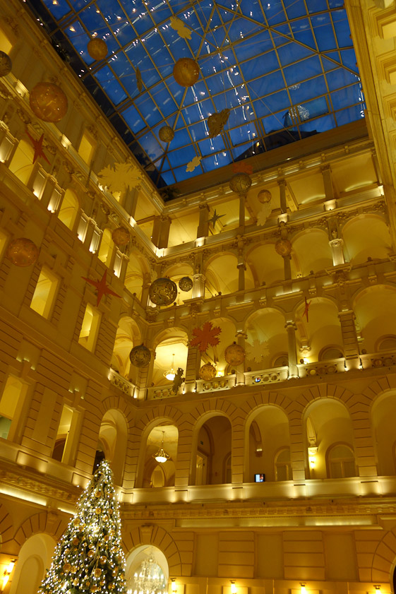 The atrium in the Boscolo Hotel