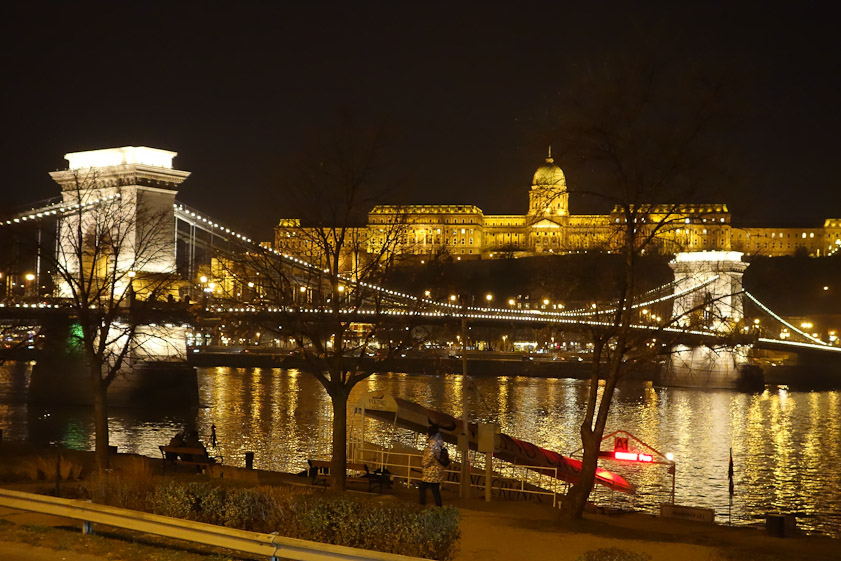 Chain Bridge (1849) and Buda Castle (housing the Hungarian National Gallery ) beyond.
