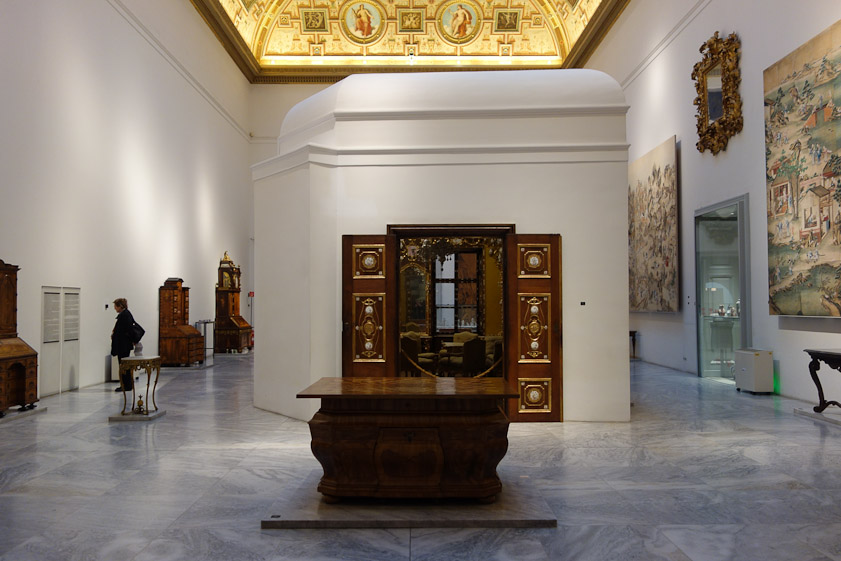 The Dubsky Palais room is inside the white room within the larger museum gallery. Other Baroque objects from the MAK permanent collection were scattered around the room.