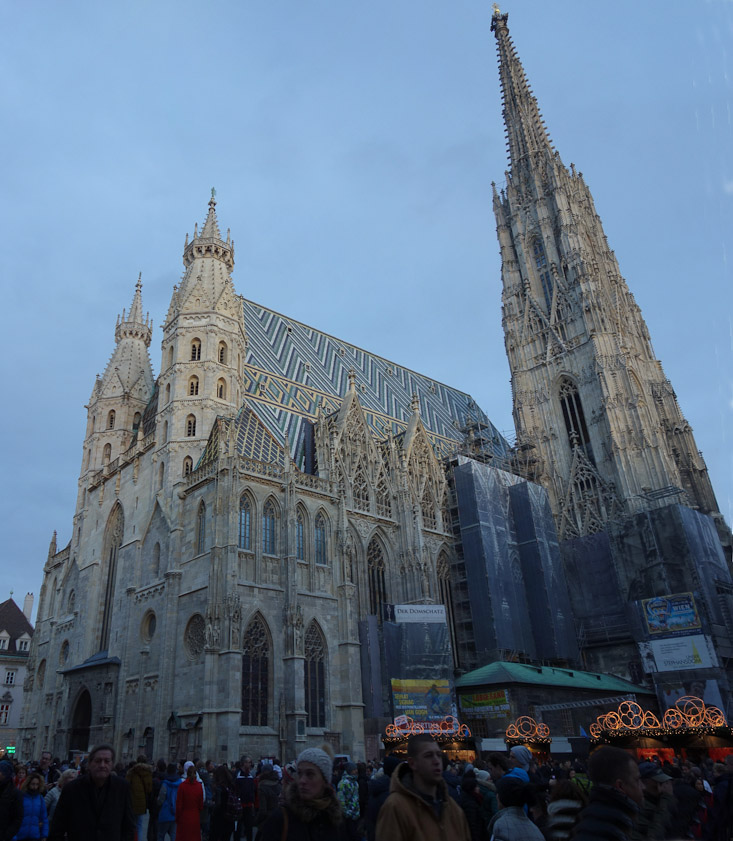 I shouted with surprise when we emerged from a U-bahn station to see St. Stephen's. There's a Christmas Market here, which we didn't bother with.
