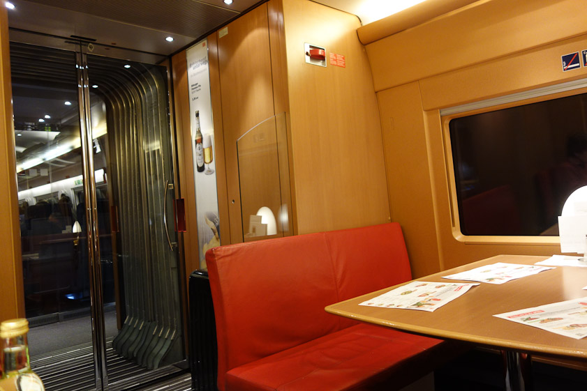 Dining car on the train to Nuremberg