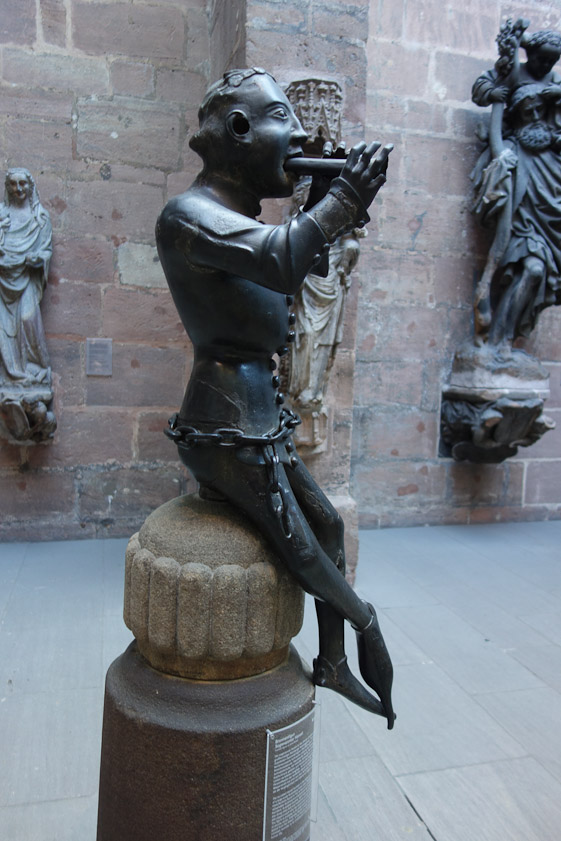 We'd barely touched the permanent collection on our first visit to the Germanisches National Museum, so we returned on our last day in Nuremberg. This flute player from 1380 was part of a fountain.