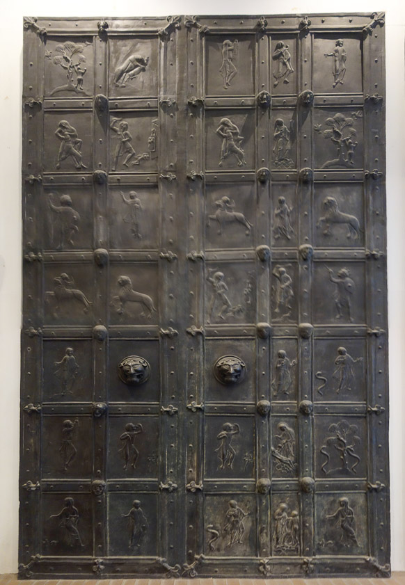 These are plaster casts of church doors from 1468 in Nuremberg. A large collection of such casts was made from the founding of the museum in 1852 until ~1890. By the 20c, casts were no longer valued, so they were not protected during WW II and most were destroyed.