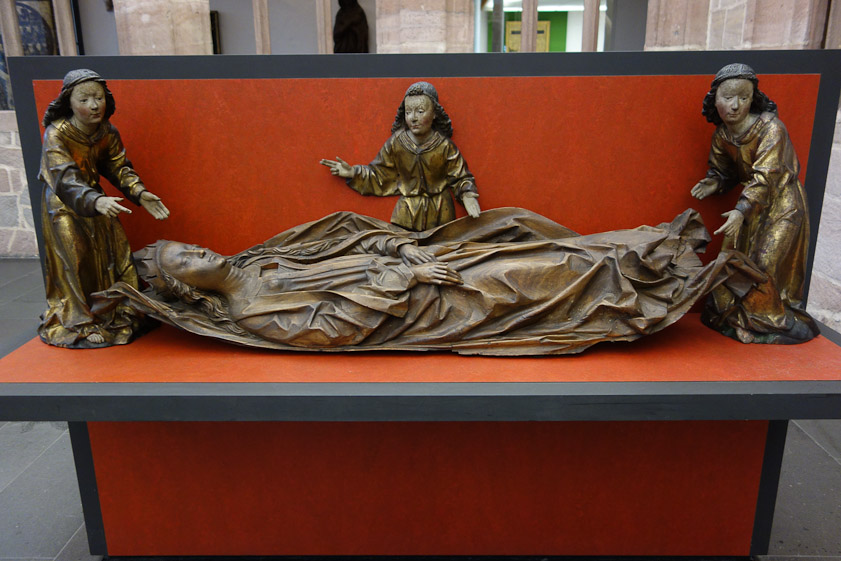 Another wood sculpture from Nuremberg in 1500, the Buriel of Saint Catherine.