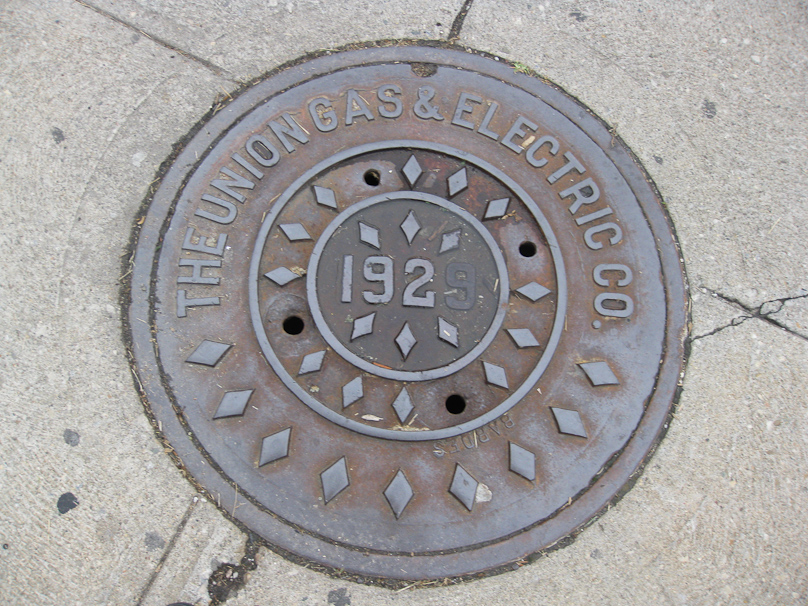 Cincinnati manhole cover in the Over The Rhine Brewery District
