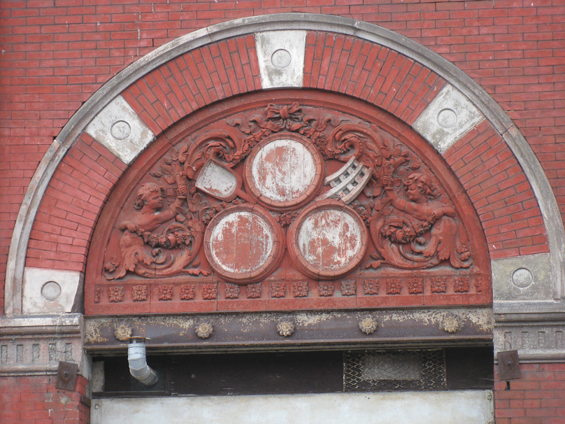 Terra cotta ornamentation at the Sohn Brewery.