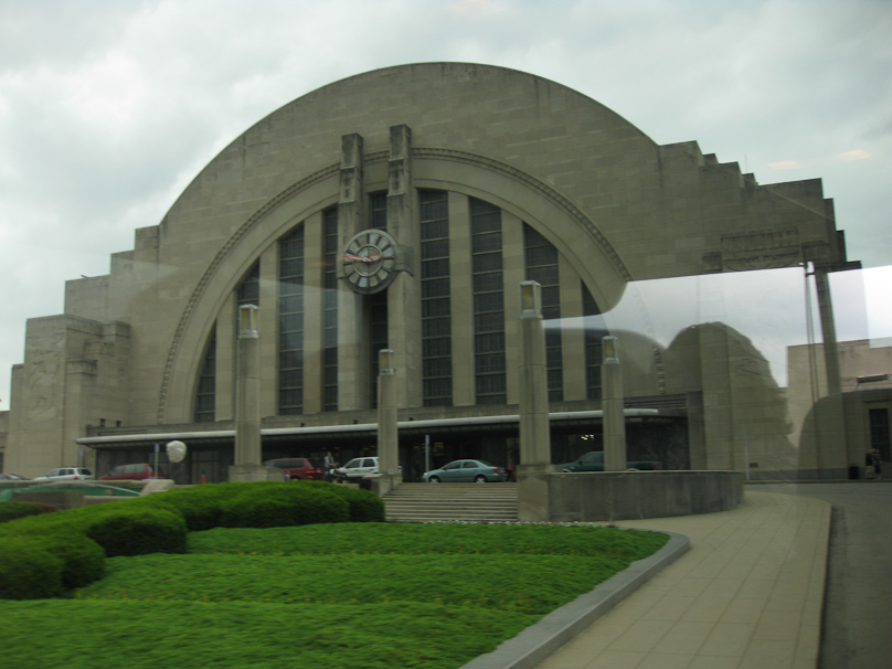 The Union Terminal train station was built in 1933 to replace separate stations used by the several railroads serving Cincinnati. It is now a National Historic Landmark and museum.