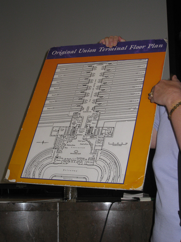 The Terminal was designed to separate departures and arrivals. The tracks are at the top of this diagram and the passenger entrance at the bottom.