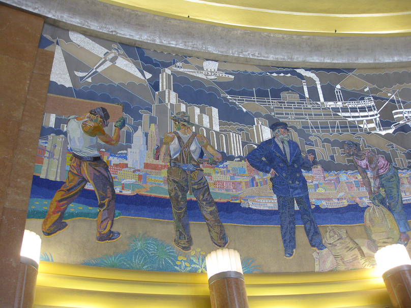 The mosaics by German-born artist Winold Reiss in the large waiting room are very impressive.