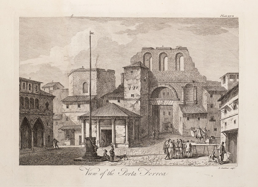 This is the view of the west or Iron Gate from the Narodni trg in 1758, Adan plate XVII. Town Hall is the building on the left with the pointed arches.