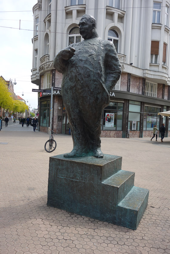 A statue of Stjepan Radic at the east end of Trg Bana Josipa Jelačica. Radic  founded the Croatian People's Peasant Party in 1905, when Croatia was part of the Austro-Hungarian Empire. He opposed Serbian hegemony in Yugoslavia and was assassinated in the Yugoslav Parliament by a Serbian deputy who got away with it until the Communist partisans killed him in 1944.