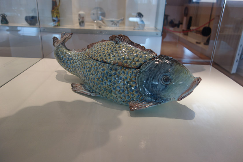 We headed for the ceramics galleries in the Museum of Arts and Crafts. This soup tureen in the form of a fish is from the mid 18c.
