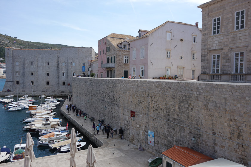 Our apartment is below the balcony in the building in the center of this photo from the Dulčić Gallery.