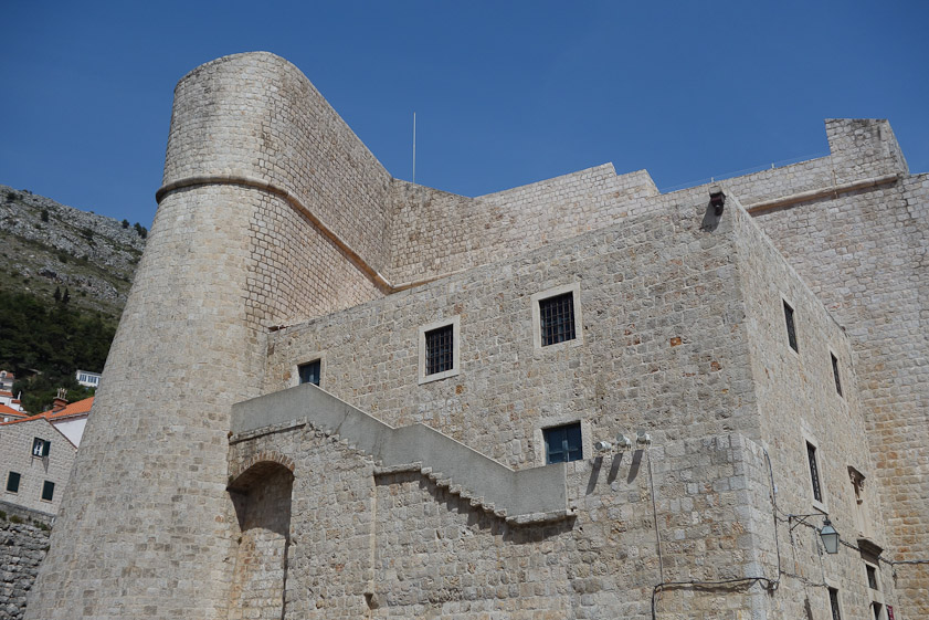 Fortifications in the wall at the Ploce Gate on the east end of Dubrovnik.