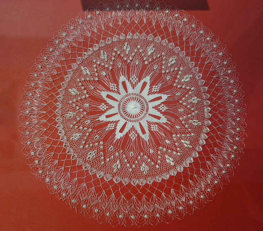 Needlepoint lace made of agave fiber by nuns in the Benedictine convent in Hvar on the island of Hvar, 21c.