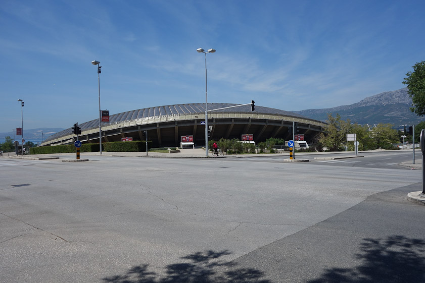 Our destination was the Archaeology Museum, but we hadn't reckoned on it being closed. So we carried on north, past this large, low, modern stadium.