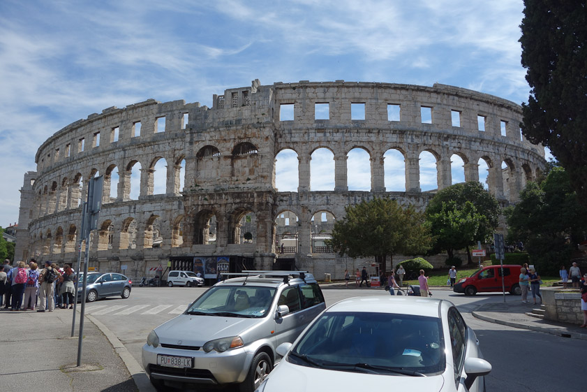 The big sight in Pula, overshadowing all the other things we saw, is the Pula Arena, less than a block from our hotel. It was started in the era of Augustus (27BC-14AD).